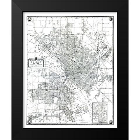 Dallas Texas - Ashburn 1942 Black Modern Wood Framed Art Print by Ashburn