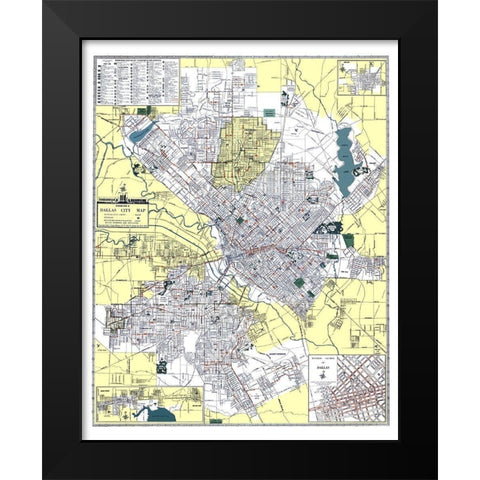 Dallas Texas - Ashburn 1948 Black Modern Wood Framed Art Print by Ashburn