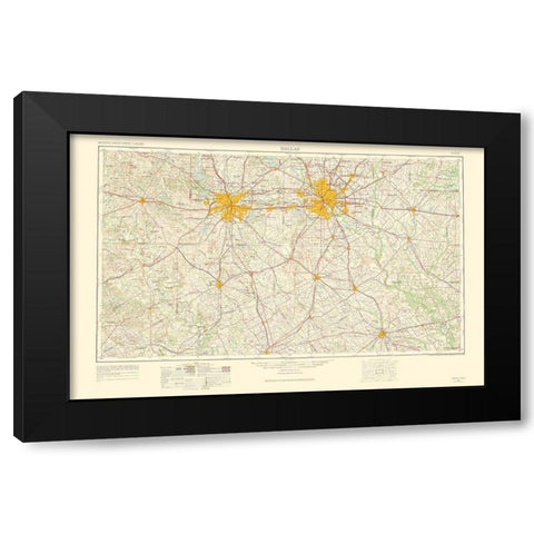 Dallas Texas Quad - USGS 1963 Black Modern Wood Framed Art Print with Double Matting by USGS