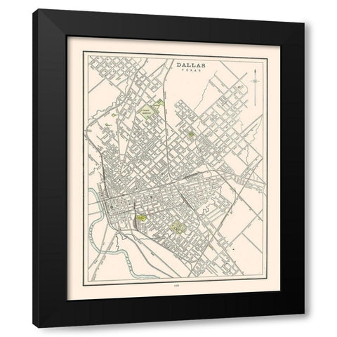Dallas Texas - Cram 1892 Black Modern Wood Framed Art Print with Double Matting by Cram