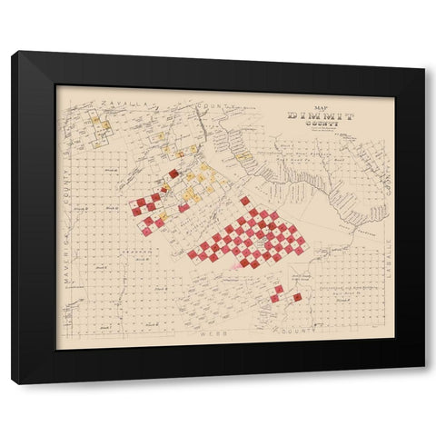 Dimmit County Texas -1897 Black Modern Wood Framed Art Print with Double Matting by Unknown