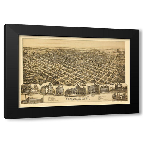 Denison Texas - Fowler 1891 Black Modern Wood Framed Art Print by Fowler