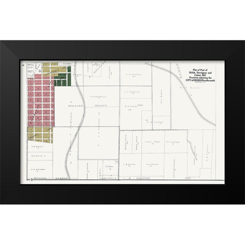 Denison, Shiloh, Devoignes, Cotton Mill Texas Black Modern Wood Framed Art Print by Jackson