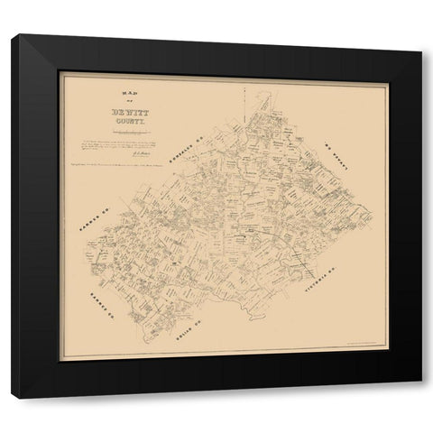 DeWitt County Texas - Walsh 1881 Black Modern Wood Framed Art Print by Walsh