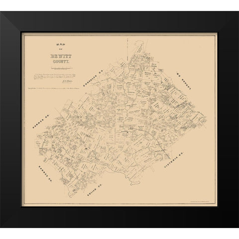 DeWitt County Texas - Walsh 1881 Black Modern Wood Framed Art Print by Walsh