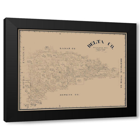 Delta County Texas - Blain 1889 Black Modern Wood Framed Art Print with Double Matting by Blain