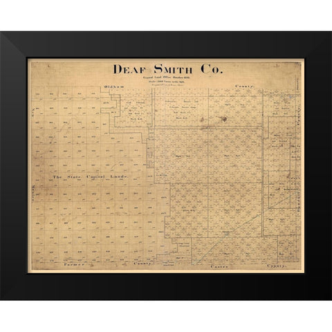Deaf Smith County Texas - Pressler 1898 Black Modern Wood Framed Art Print by Pressler