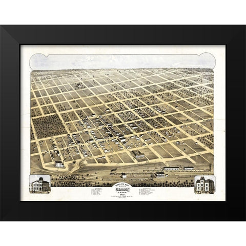 Denison Texas - Pearce 1873 Black Modern Wood Framed Art Print by Pearce