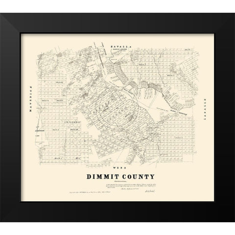 Dimmit County Texas - Walsh 1879 Black Modern Wood Framed Art Print by Walsh