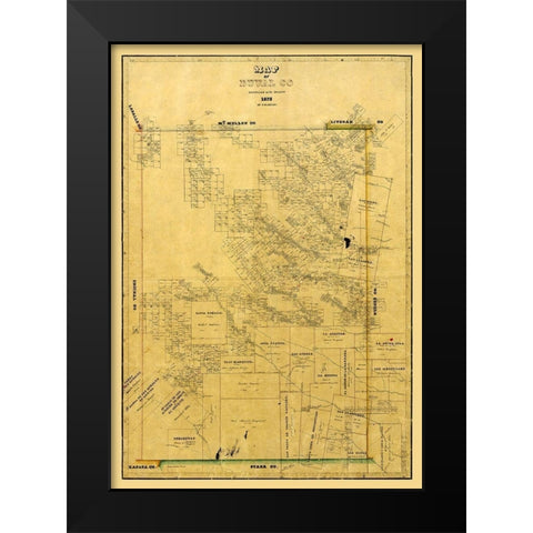 Duval County Texas - Arlitt 1875 Black Modern Wood Framed Art Print by Arlitt