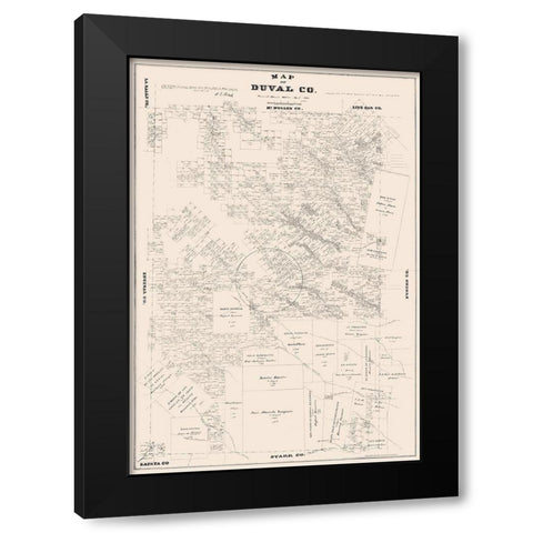 Duval County Texas - Walsh 1880 Black Modern Wood Framed Art Print by Walsh