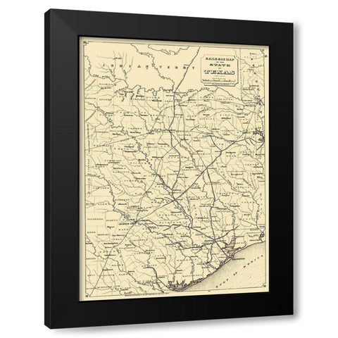 Texas State Railroads - 1873 Black Modern Wood Framed Art Print with Double Matting by Unknown