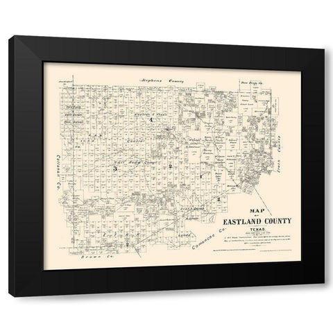 Eastland County Texas - Walsh 1879 Black Modern Wood Framed Art Print with Double Matting by Walsh