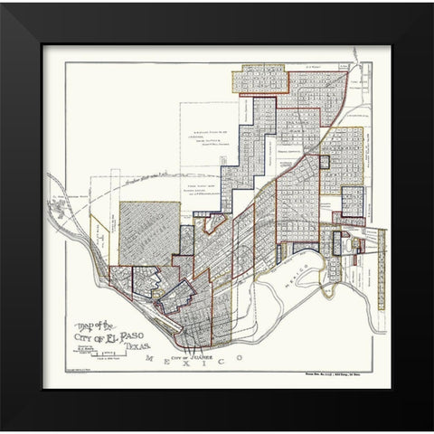 El Paso Texas - Baer 1906 Black Modern Wood Framed Art Print by Baer