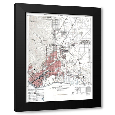 El Paso Texas Sheet - USGS 1947 Black Modern Wood Framed Art Print with Double Matting by USGS