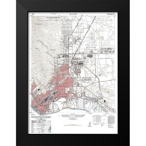 El Paso Texas Sheet - USGS 1947 Black Modern Wood Framed Art Print by USGS