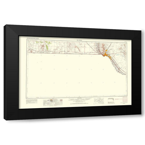 El Paso Texas Quad - USGS 1968 Black Modern Wood Framed Art Print with Double Matting by USGS