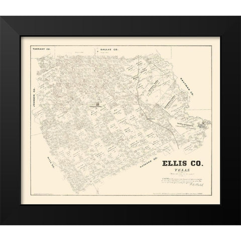 Ellis County Texas - Walsh 1879 Black Modern Wood Framed Art Print by Walsh
