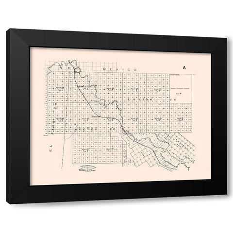 El Paso County Texas - Abrams 1893 Black Modern Wood Framed Art Print with Double Matting by Abrams