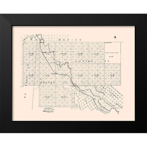 El Paso County Texas - Abrams 1893 Black Modern Wood Framed Art Print by Abrams