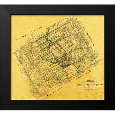 Falls County Texas - Martin 1868 Black Modern Wood Framed Art Print by Martin