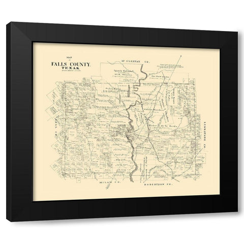 Falls County Texas - Walsh 1879 Black Modern Wood Framed Art Print by Walsh