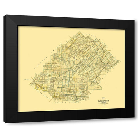 Fayette County Texas - Martin 1865 Black Modern Wood Framed Art Print with Double Matting by Martin