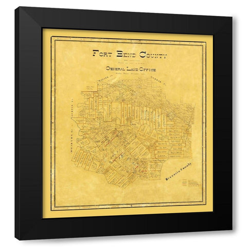 Fort Bend County Texas - 1892 Black Modern Wood Framed Art Print with Double Matting by Unknown