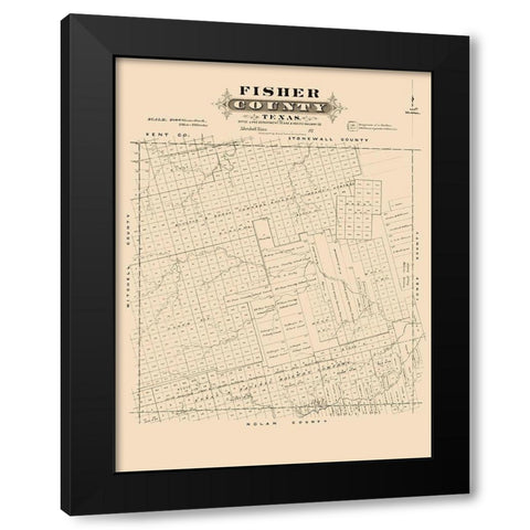 Fisher County Texas - Gast 1870 Black Modern Wood Framed Art Print with Double Matting by Gast