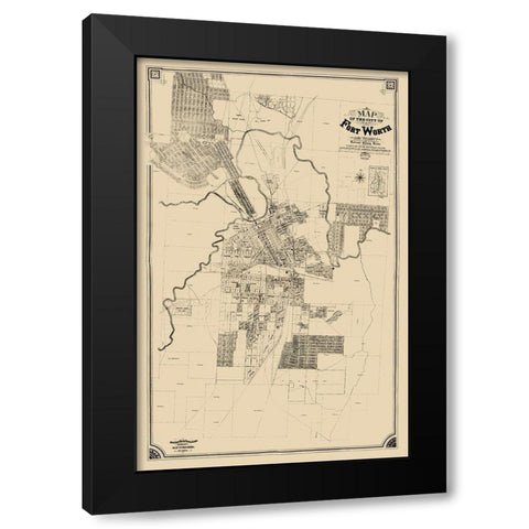 Fort Worth Texas - King 1888 Black Modern Wood Framed Art Print with Double Matting by King