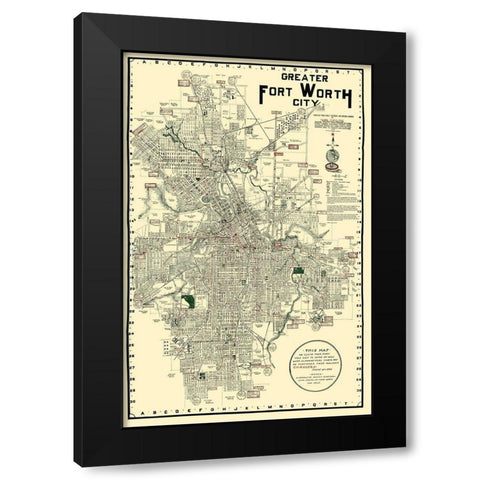 Fort Worth Texas - Rogers 1920 Black Modern Wood Framed Art Print with Double Matting by Rogers