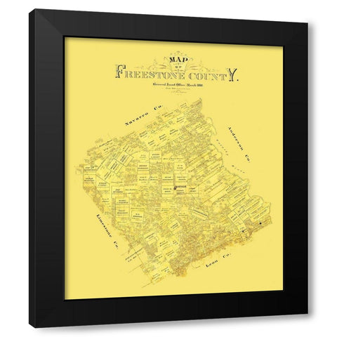 Freestone County Texas - Blau 1888 Black Modern Wood Framed Art Print with Double Matting by Blau