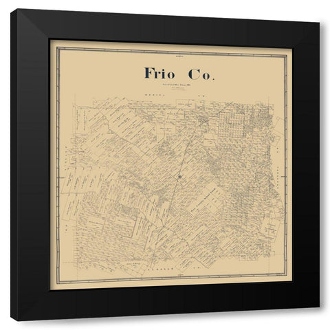 Frio County Texas - Beaumont 1893 Black Modern Wood Framed Art Print by Beaumont