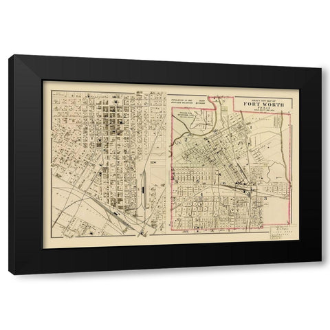 Ft. Worth Texas Landowner - Gray 1885 Black Modern Wood Framed Art Print by Gray