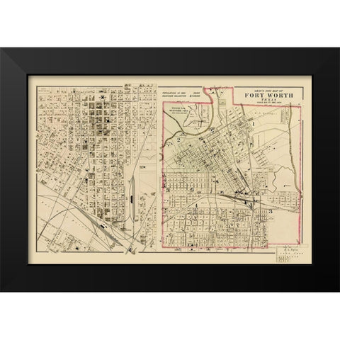 Ft. Worth Texas Landowner - Gray 1885 Black Modern Wood Framed Art Print by Gray