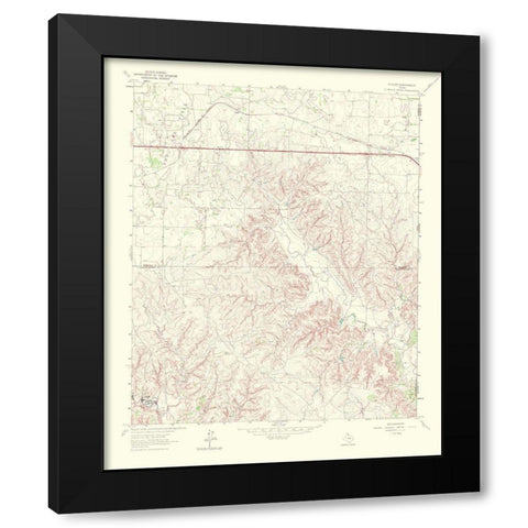 Fuller Texas Quad - USGS 1967 Black Modern Wood Framed Art Print with Double Matting by USGS