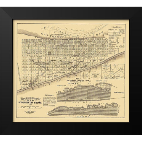 Galveston Texas - Trimble 1867 Black Modern Wood Framed Art Print by Trimble