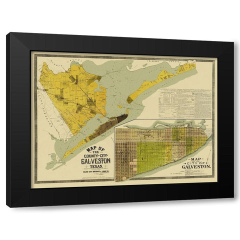 Galveston Texas Landowner - 1890 Black Modern Wood Framed Art Print with Double Matting by Unknown