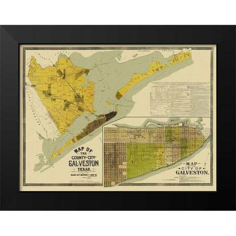 Galveston Texas Landowner - 1890 Black Modern Wood Framed Art Print by Unknown