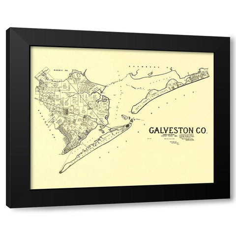 Galveston Texas Landowner - Land Office 1892 Black Modern Wood Framed Art Print with Double Matting by Land Office