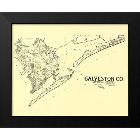 Galveston Texas Landowner - Land Office 1892 Black Modern Wood Framed Art Print by Land Office