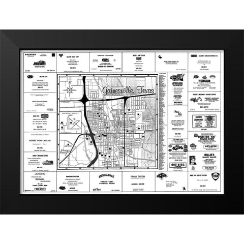 Gainesville Texas - Chamber Of Commerce 1967 Black Modern Wood Framed Art Print by Chamber Of Commerce