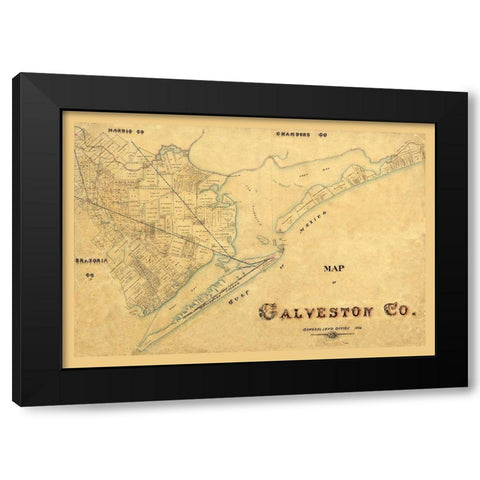 Galveston County Texas - 1897 Black Modern Wood Framed Art Print by Unknown