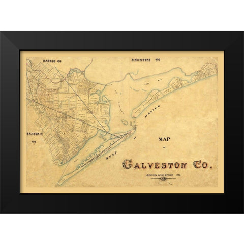 Galveston County Texas - 1897 Black Modern Wood Framed Art Print by Unknown