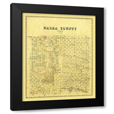 Garza County Texas - Stakemann 1879 Black Modern Wood Framed Art Print with Double Matting by Stakemann
