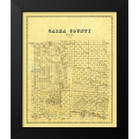 Garza County Texas - Stakemann 1879 Black Modern Wood Framed Art Print by Stakemann