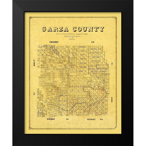 Garza County Texas - Groos 1889 Black Modern Wood Framed Art Print by Groos