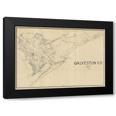 Galveston County Texas - Pressler 1891 Black Modern Wood Framed Art Print with Double Matting by Pressler