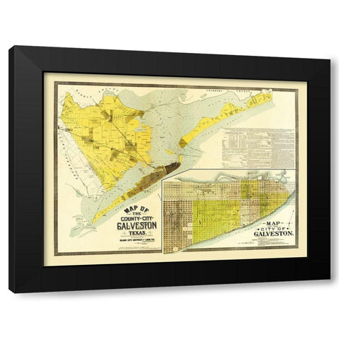 Galveston Texas -1891 Black Modern Wood Framed Art Print with Double Matting by Unknown