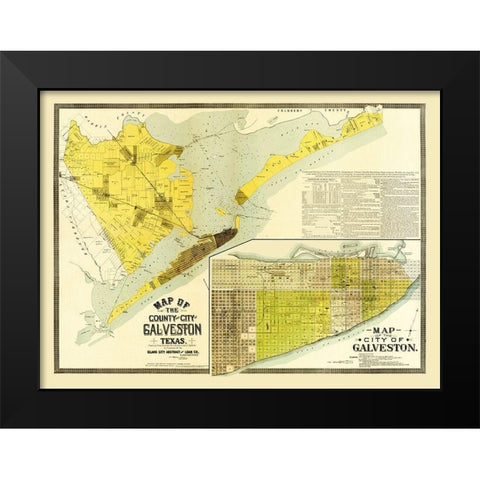 Galveston Texas -1891 Black Modern Wood Framed Art Print by Unknown